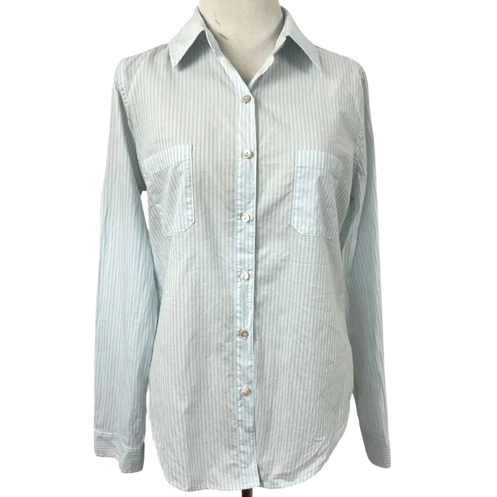 Lilly Pulitzer Blue Stripe Button Down Shirt Cotton Long Sleeve Preppy XS